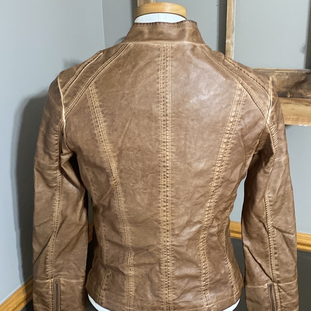 Jou Jou light brown faux leather jacket size small - Picture 6 of 11